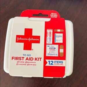 Johnson & Johnson Red and White First Aid Kit